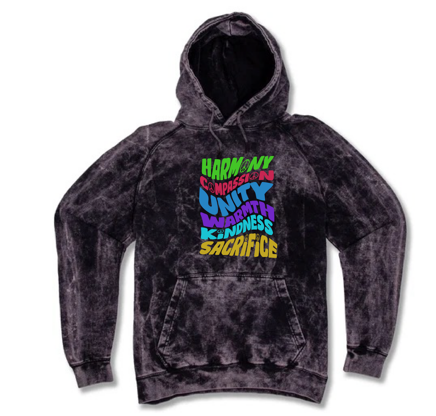 Harmony . Compassion . Unity - Vintage Wash Hoodies