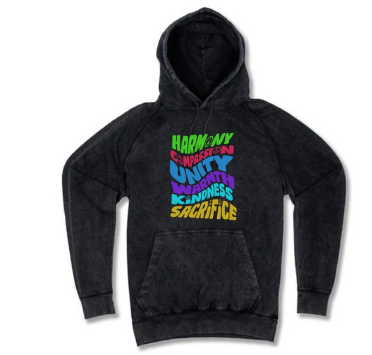 Harmony . Compassion . Unity - Vintage Wash Hoodies