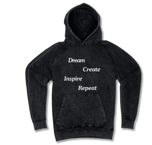 Dream Create Inspire Repeat - Puff Print Vintage Wash Hoodies