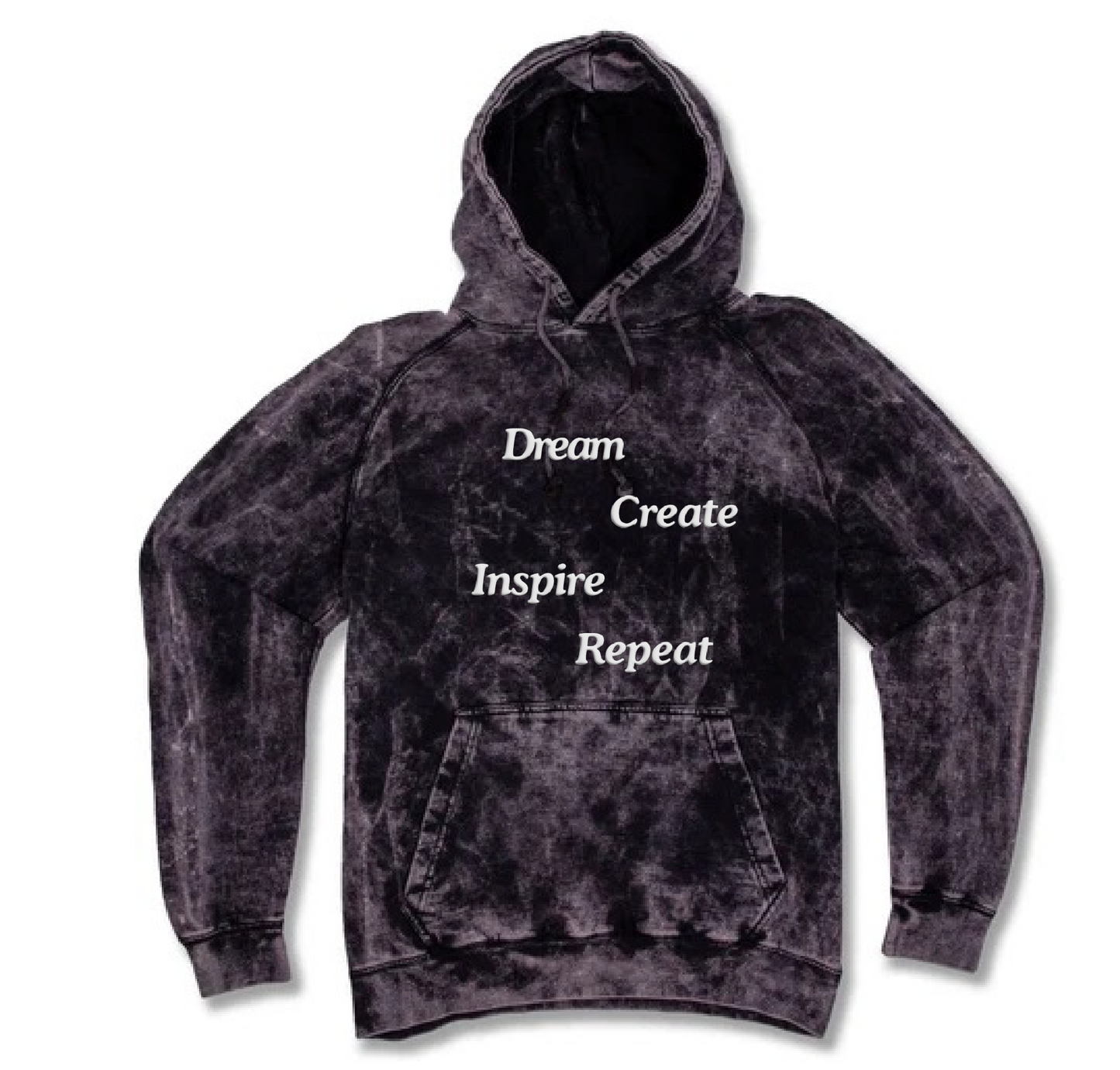 Dream Create Inspire Repeat - Puff Print Vintage Wash Hoodies